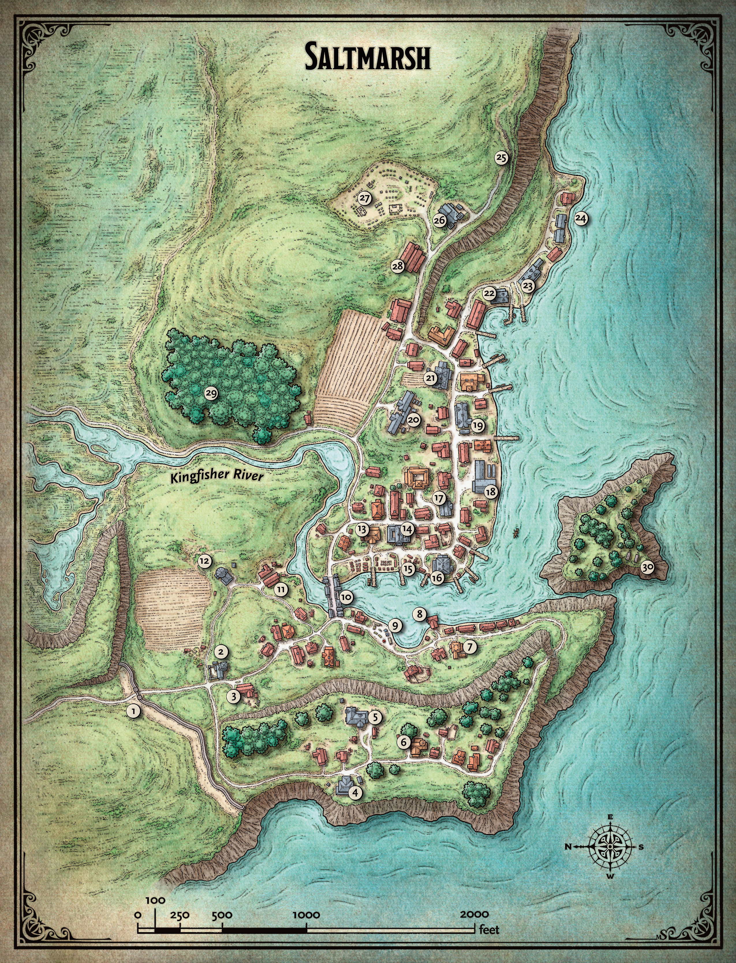 Saltmarsh Village map - Clickable Image